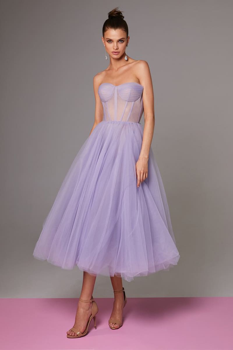 All For Love Strapless Tulle Midi Dress