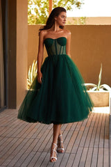 All For Love Strapless Tulle Midi Dress