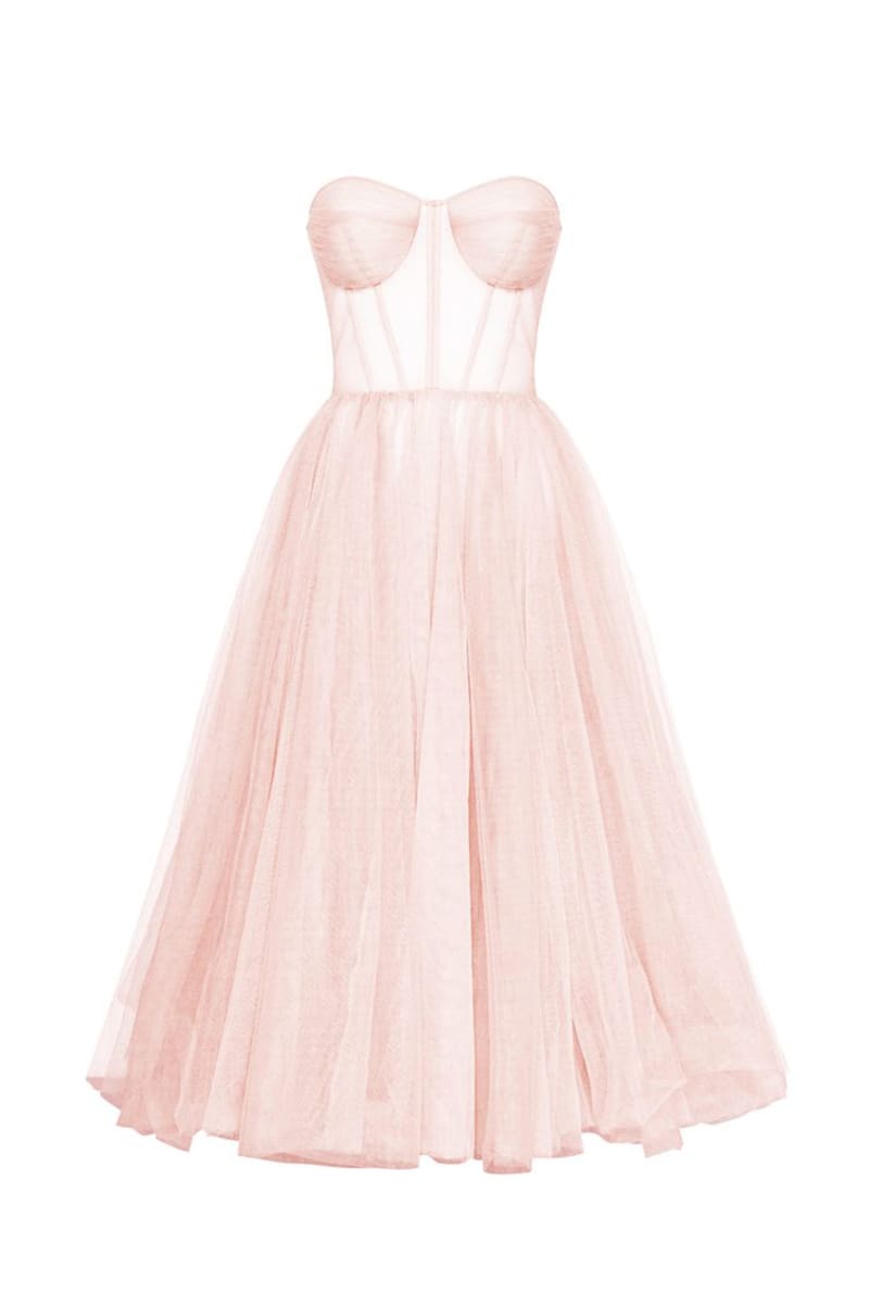 All For Love Strapless Tulle Midi Dress