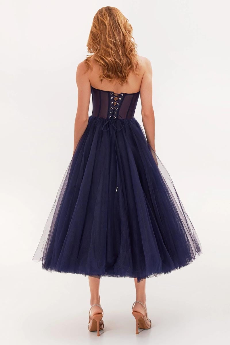 All For Love Strapless Tulle Midi Dress