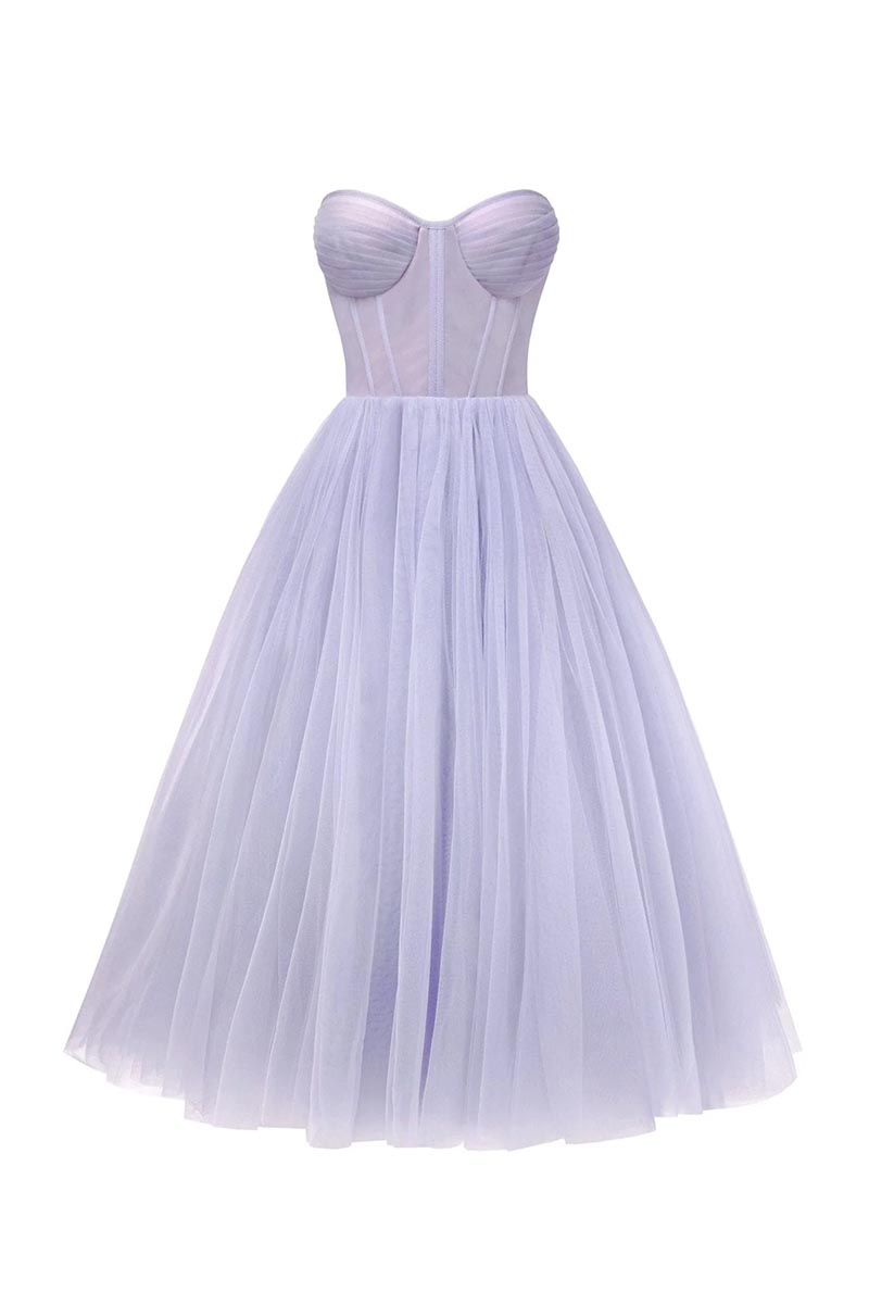 All For Love Strapless Tulle Midi Dress