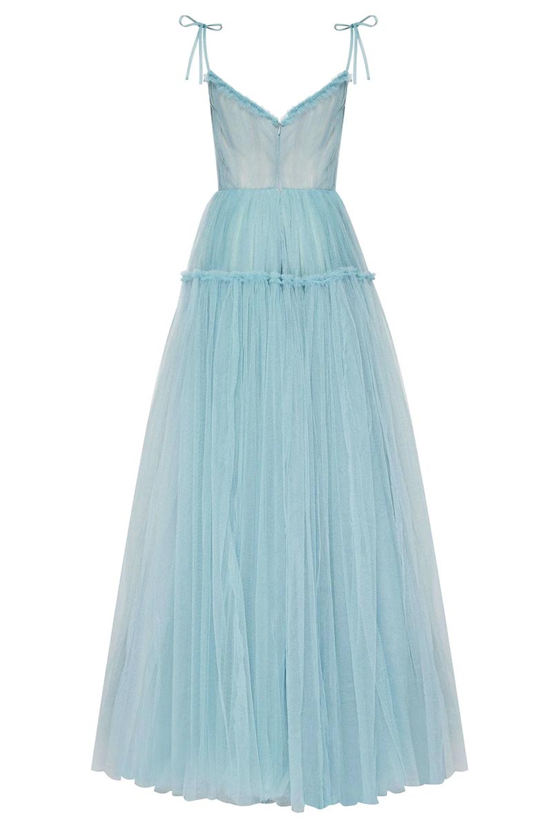 Alluring Beauty Tie-Strap Tulle Maxi Dress