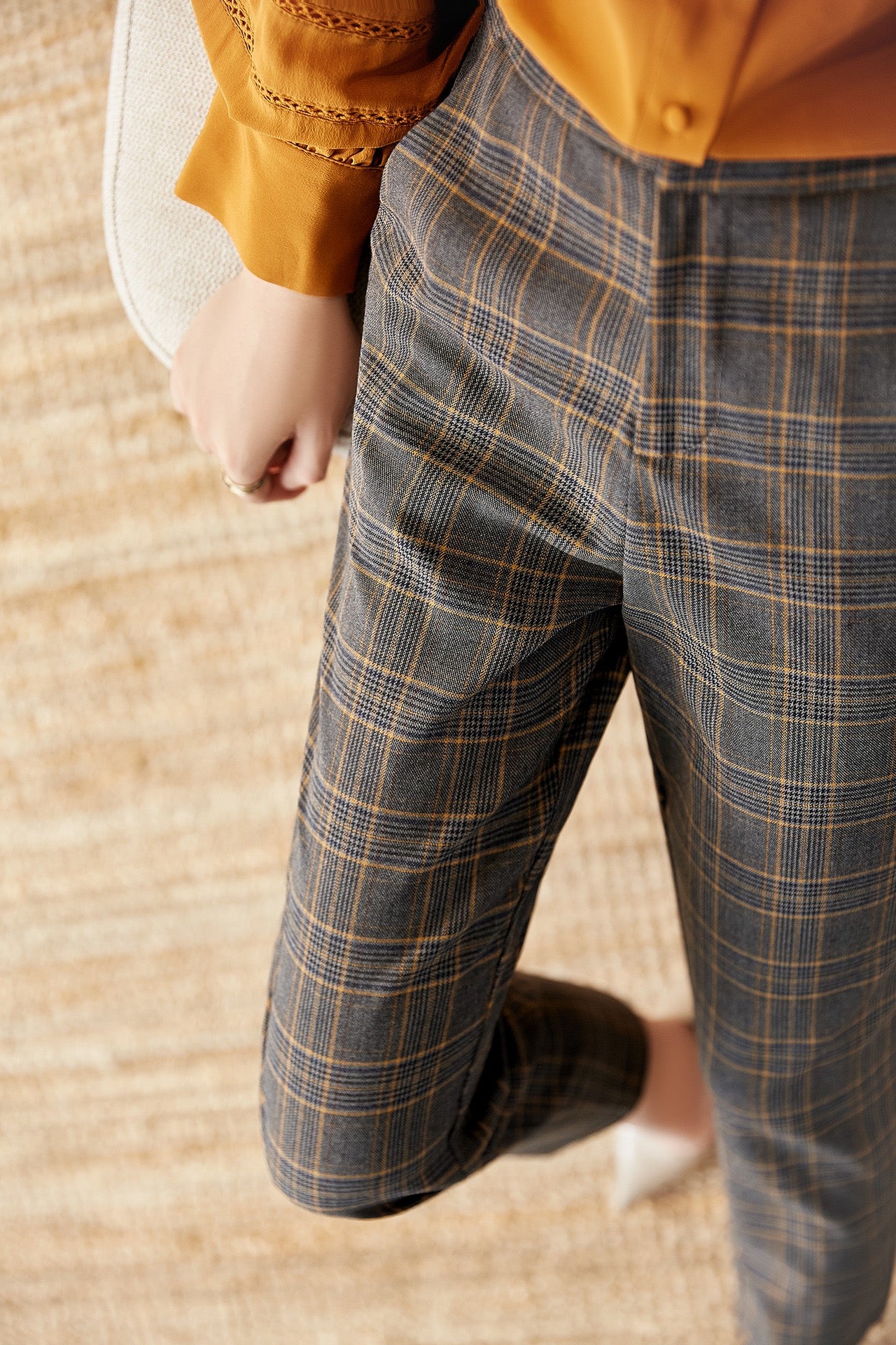 Glen Plaid Straight Leg Pants