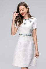 Bela White Jewel-Embellished Mini Dress