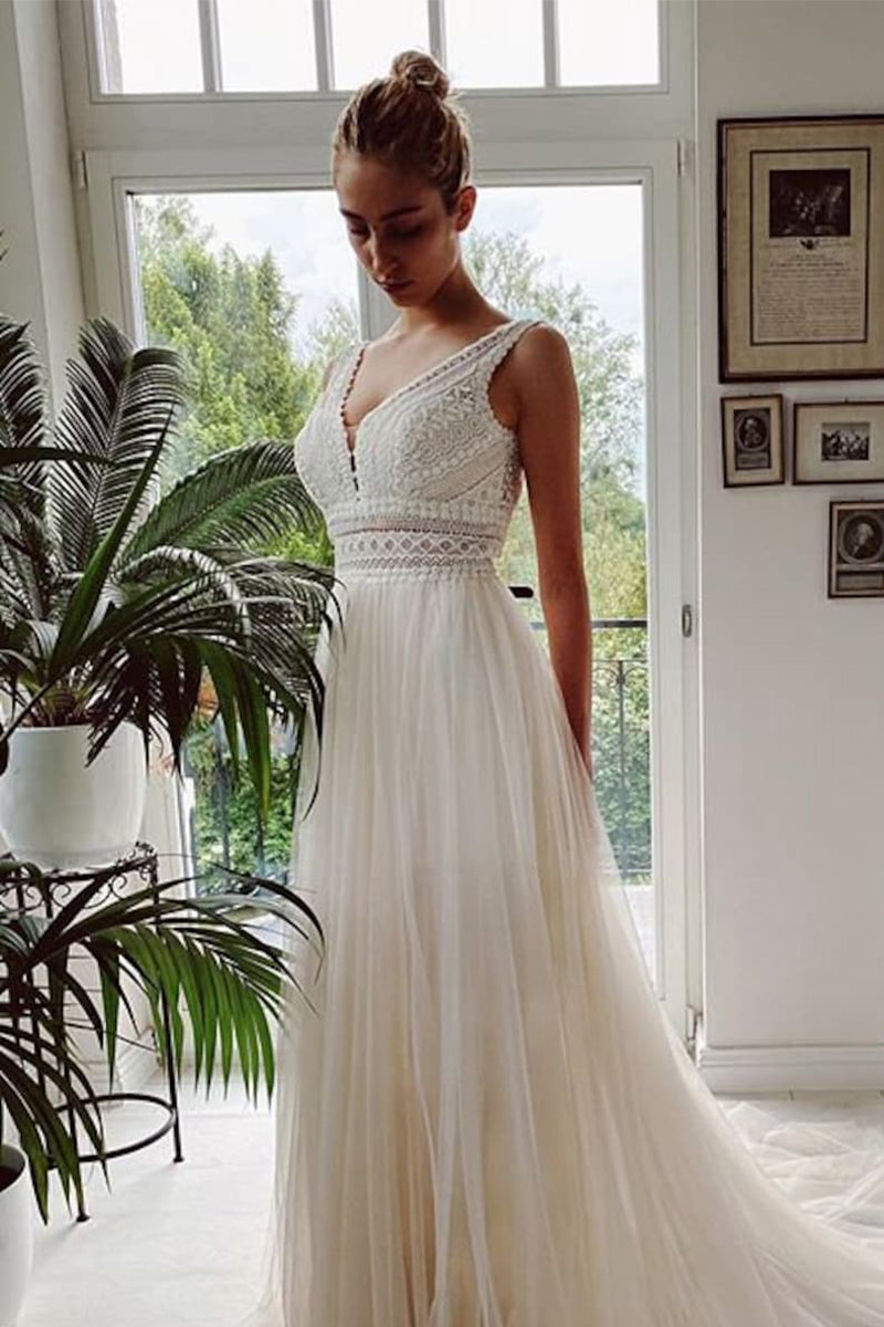 Belong With You White Lace Tulle Gown