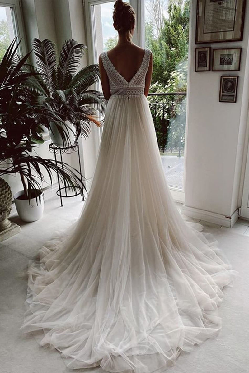 Belong With You White Lace Tulle Gown