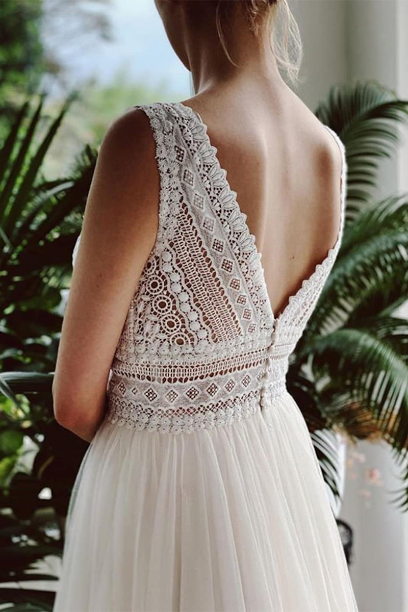 Belong With You White Lace Tulle Gown