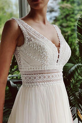 Belong With You White Lace Tulle Gown