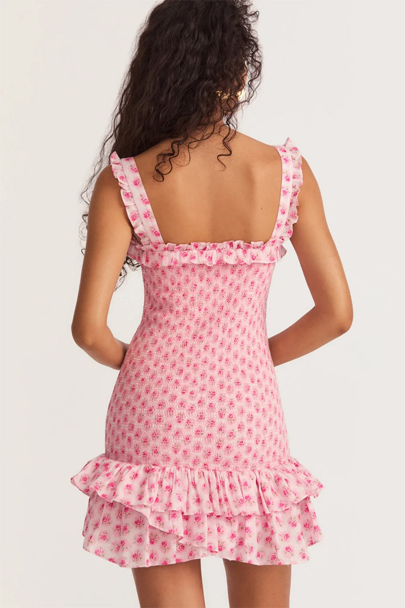 Blissful Pink Smocked Mini Dress