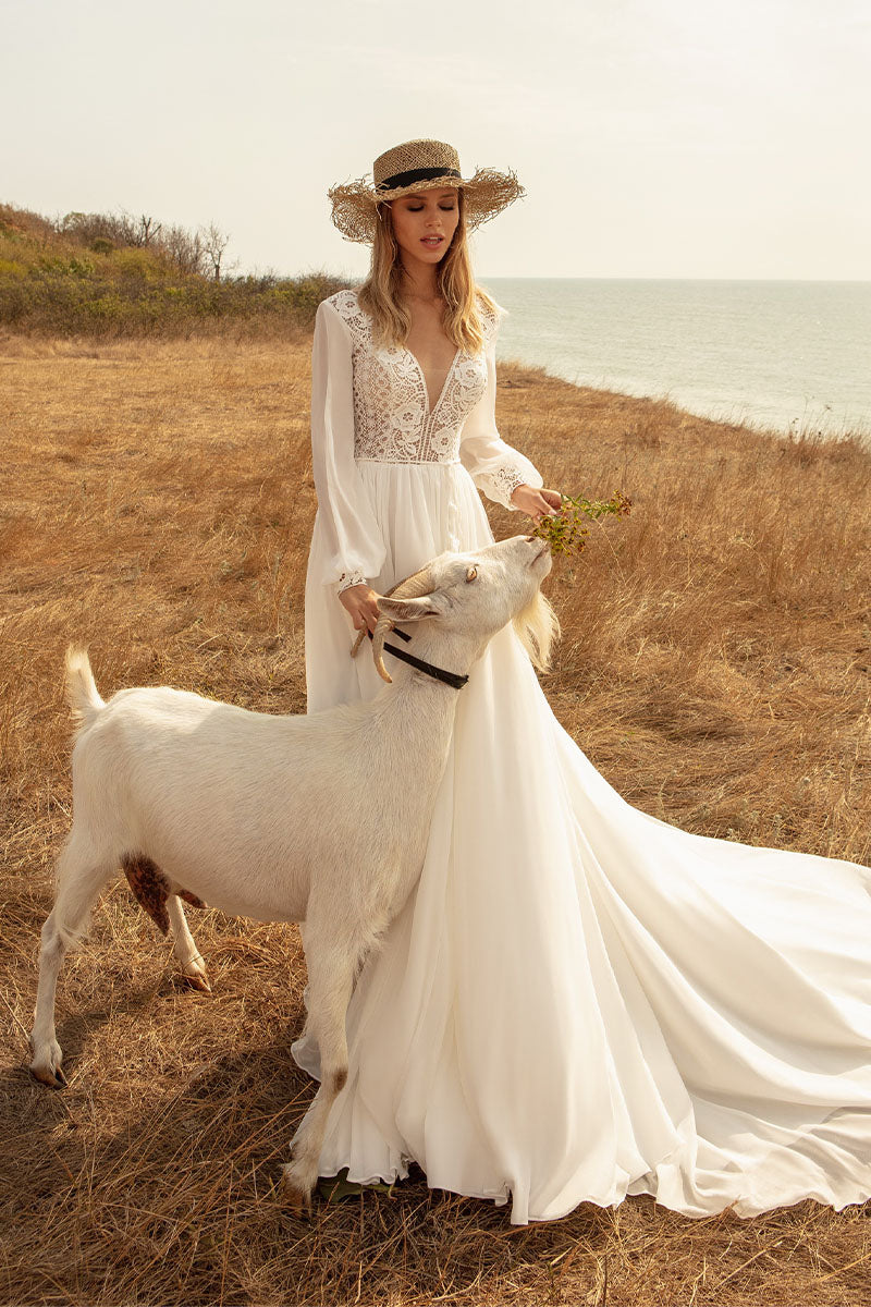 Bonaire Lace Chiffon Bridal Gown