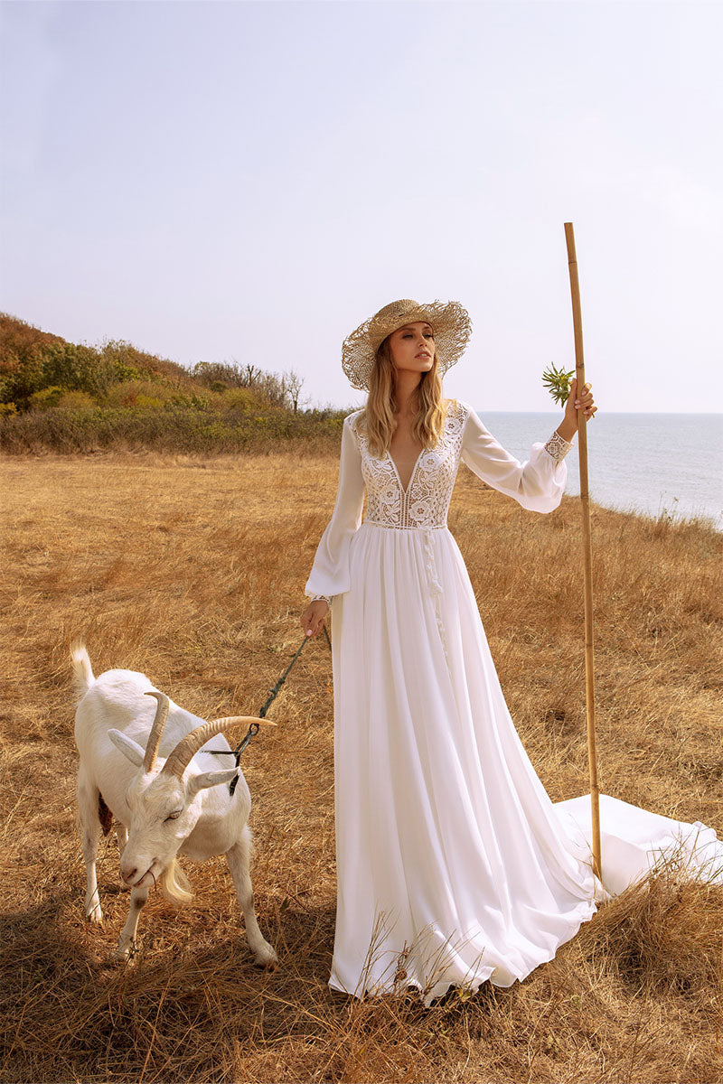 Bonaire Lace Chiffon Bridal Gown