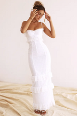 Boston White Eyelet Embroidery Maxi Dress