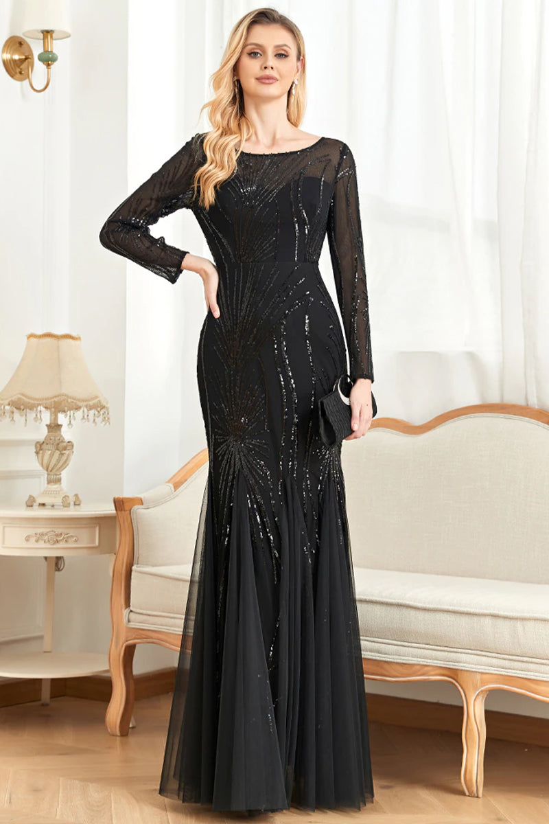 Captivating Glam Sequin Long Sleeve Maxi Dress