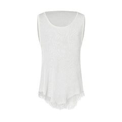 Casual Sheer Knit Round Neck Split Frayed Hem Men Sweater Vest