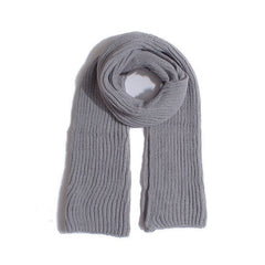 Casual Style Solid Grey Long Rectangle Knit Scarf