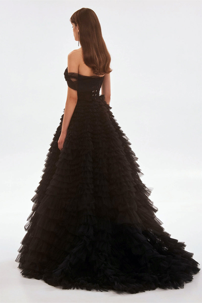 Celebrate Romance Frill Layered Evening Dress