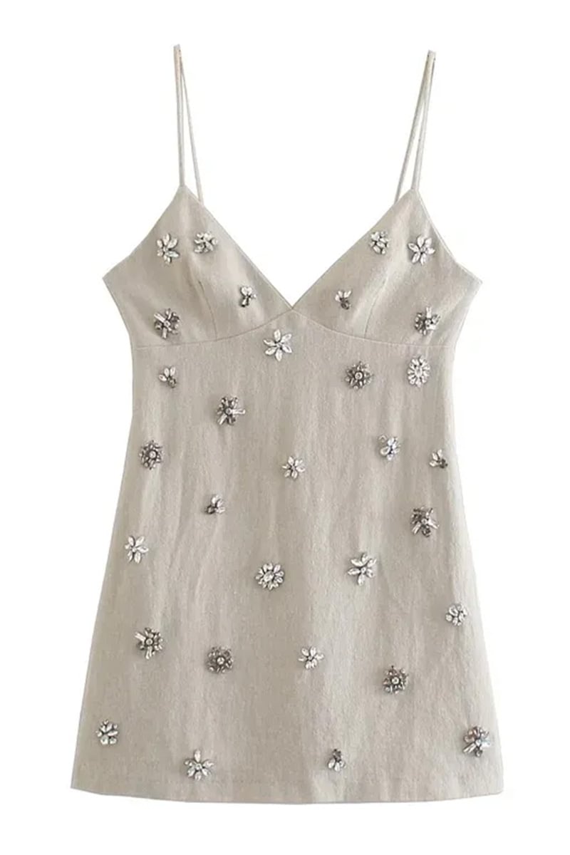 Charming Instinct Rhinestone Trim Mini Dress