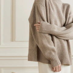 Classic Crew Neck Drop Shoulder Long Sleeve Rib Knit Oversized Sweater