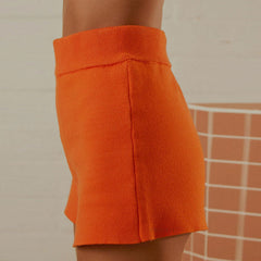 Comfortable Solid Color High Waist Fitted Knit Shorts