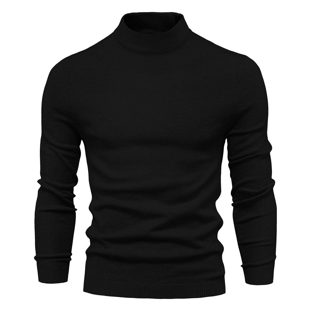 Cozy Ribbed Knit Long Sleeve Winter Fitted Men Mock Neck Pullover Sweater