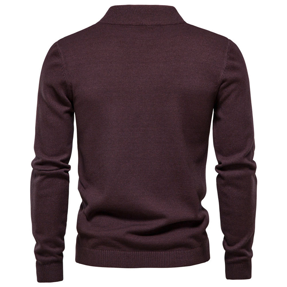 Cozy Ribbed Knit Long Sleeve Winter Fitted Men Mock Neck Pullover Sweater