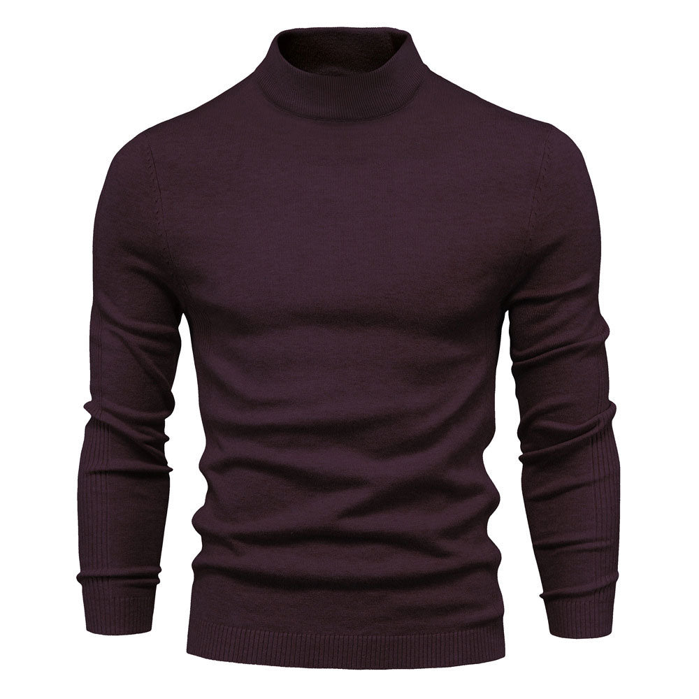 Cozy Ribbed Knit Long Sleeve Winter Fitted Men Mock Neck Pullover Sweater