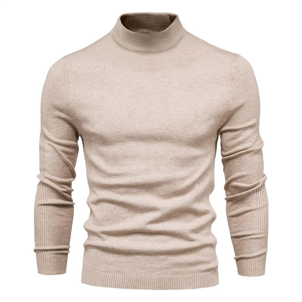 Cozy Ribbed Knit Long Sleeve Winter Fitted Men Mock Neck Pullover Sweater