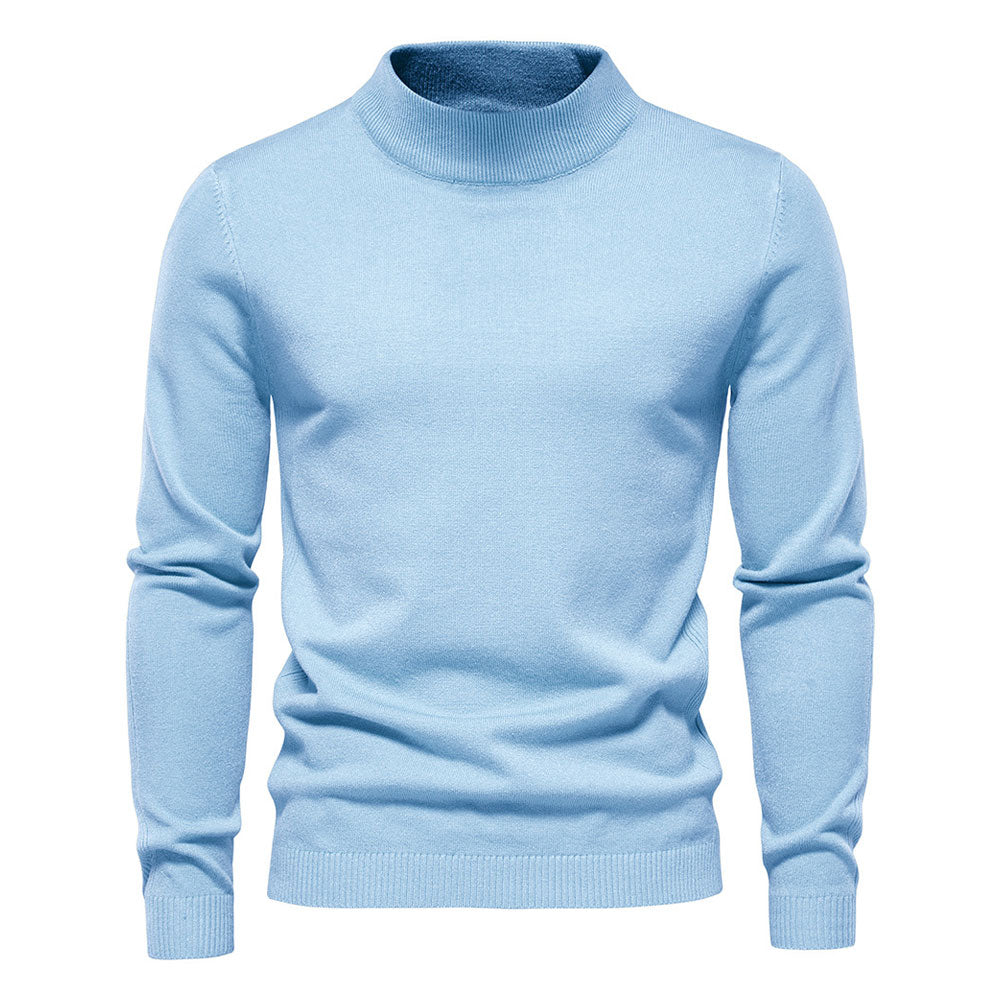 Cozy Ribbed Knit Long Sleeve Winter Fitted Men Mock Neck Pullover Sweater