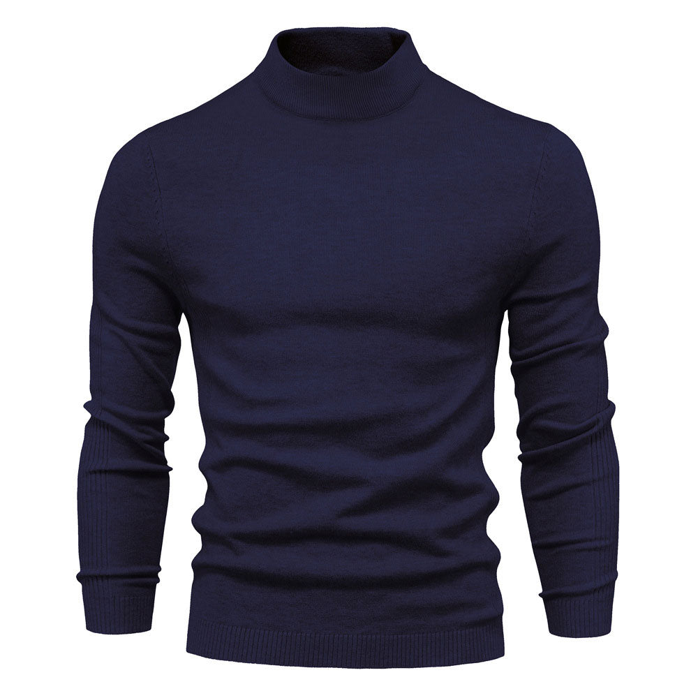 Cozy Ribbed Knit Long Sleeve Winter Fitted Men Mock Neck Pullover Sweater