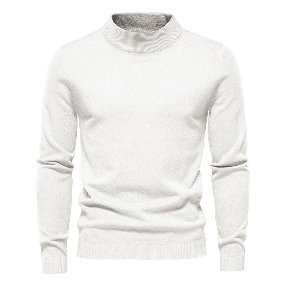 Cozy Ribbed Knit Long Sleeve Winter Fitted Men Mock Neck Pullover Sweater