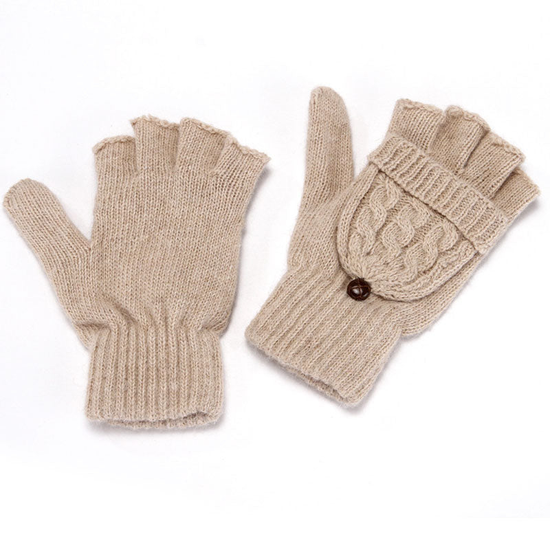 Cozy Solid Color Chunky Cable Knit Convertible Mittens – Chicwild