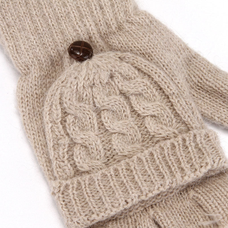 Cozy Solid Color Chunky Cable Knit Convertible Mittens – Chicwild