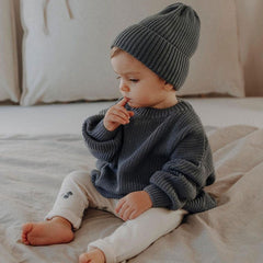 Cozy Warm Solid Color Fold Over Cuffed Chunky Knit Baby Winter Beanie