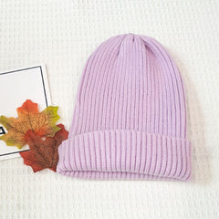 Cozy Warm Solid Color Fold Over Cuffed Chunky Knit Baby Winter Beanie