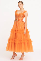 Divine Sweetheart Sequin Beaded Tulle Evening Dress