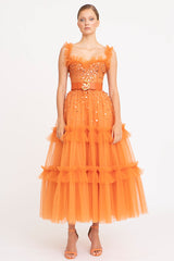 Divine Sweetheart Sequin Beaded Tulle Evening Dress