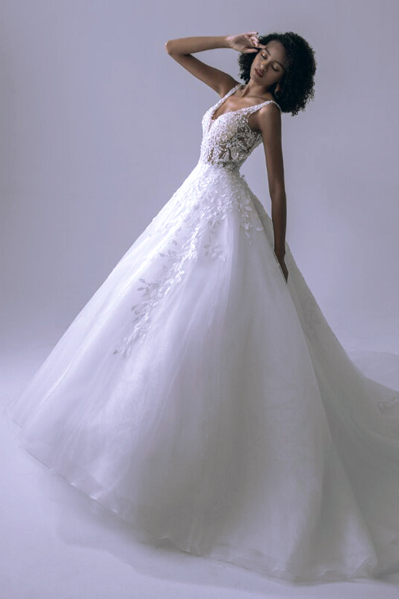 Dream Lace Applique Tulle A-Line Wedding Dress