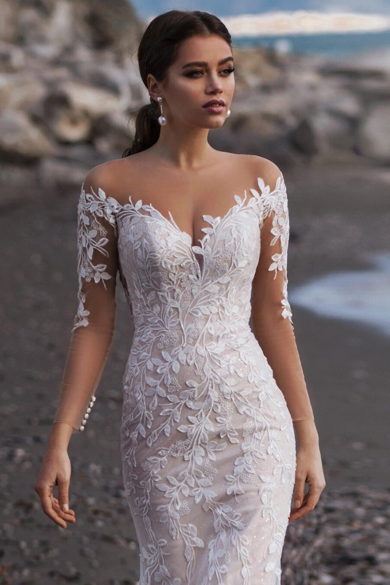 Elena Lace Applique Mermaid Wedding Dress