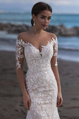 Elena Lace Applique Mermaid Wedding Dress