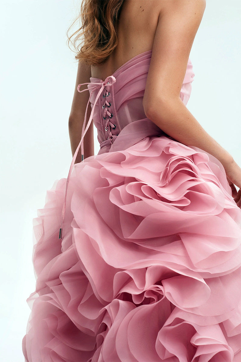 Evening Icon Tulle Strapless Maxi Dress