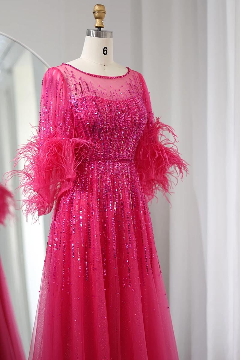 Evening Poem Sequin Feather Maxi Dress