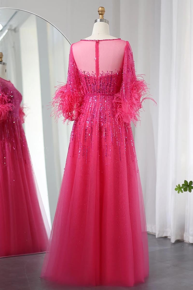 Evening Poem Sequin Feather Maxi Dress