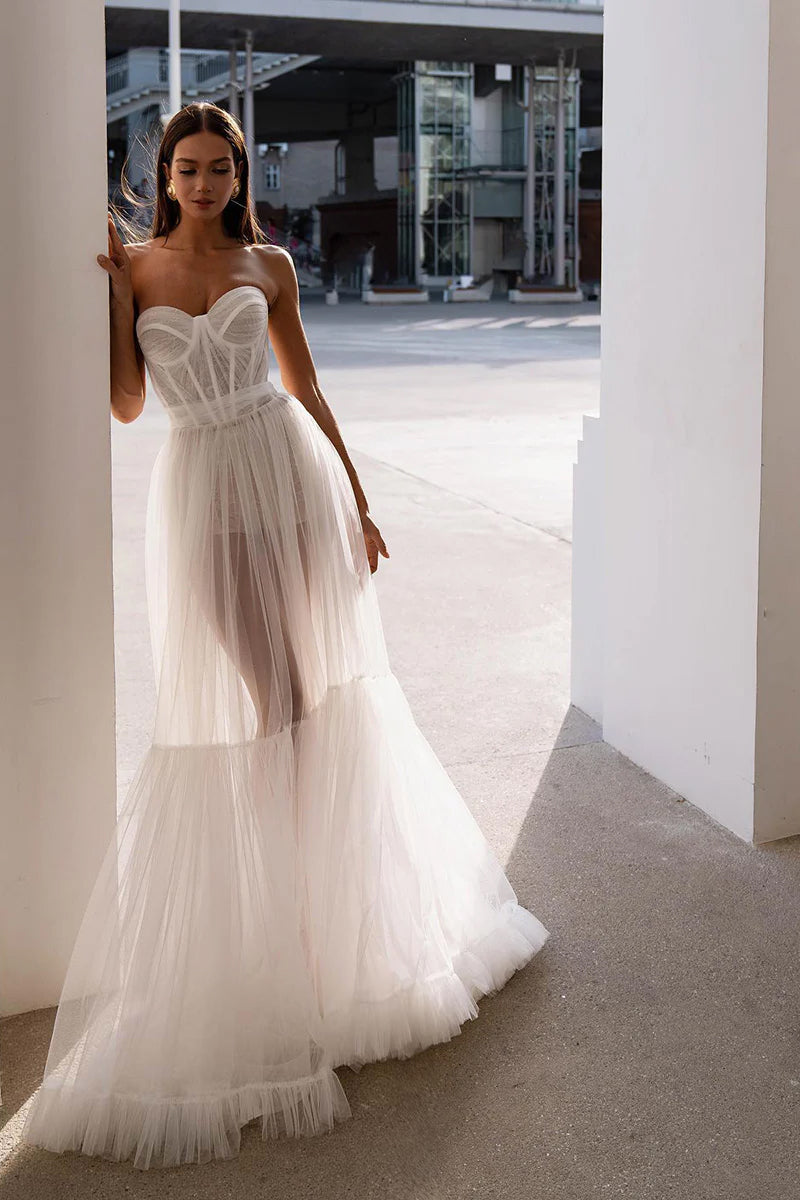 Everlasting Love Strapless A-Line Sheer Wedding Dress