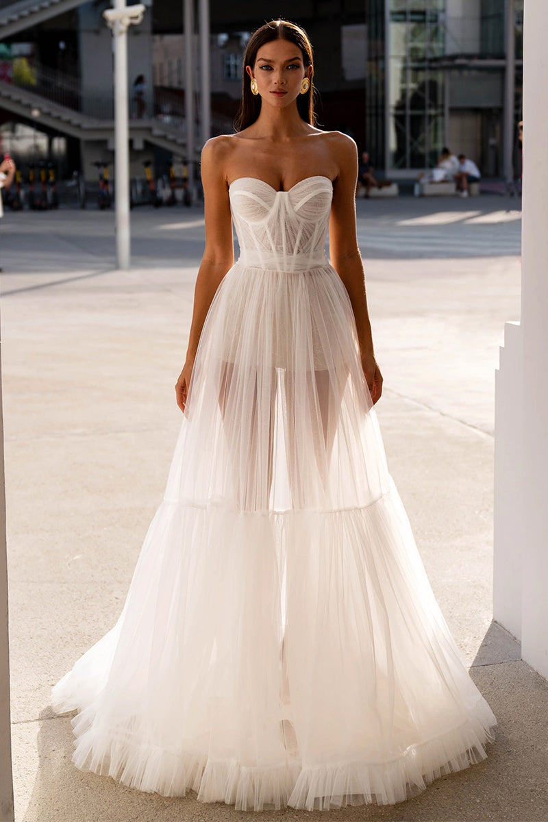 Everlasting Love Strapless A-Line Sheer Wedding Dress