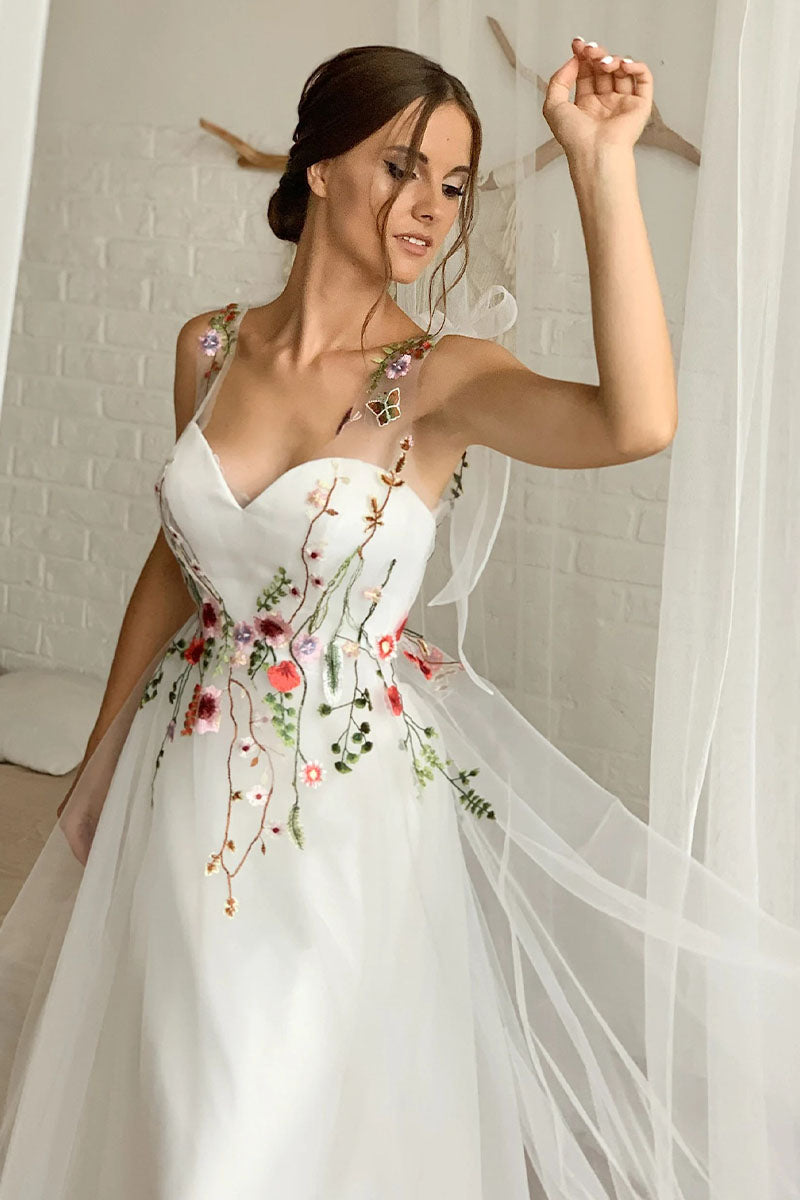 Everlasting Promise White Tie-Strap Wedding Dress