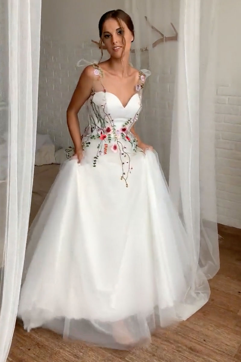 Everlasting Promise White Tie-Strap Wedding Dress