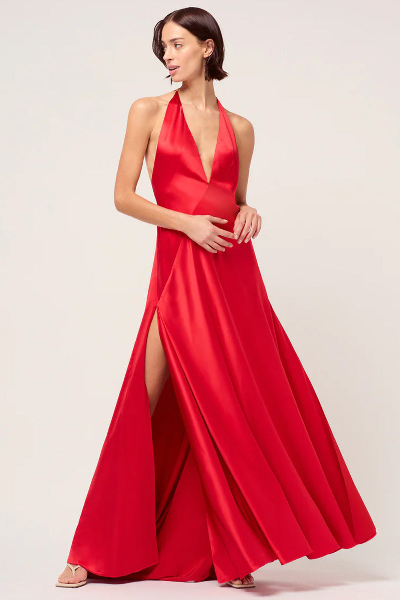 Evianna Backless Satin Maxi Dress