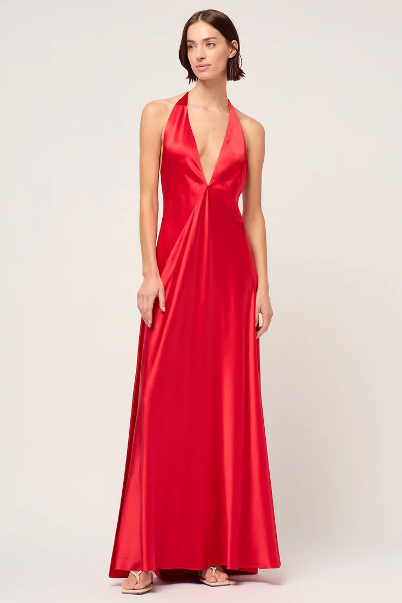 Evianna Backless Satin Maxi Dress