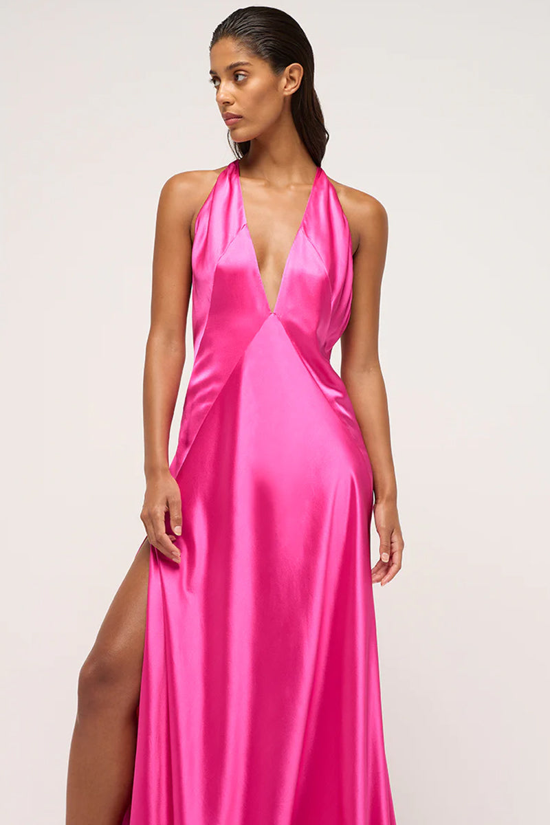 Evianna Backless Satin Maxi Dress