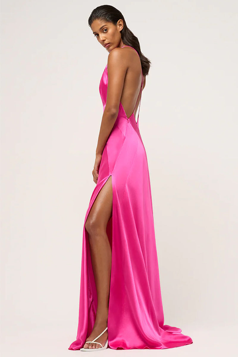 Evianna Backless Satin Maxi Dress